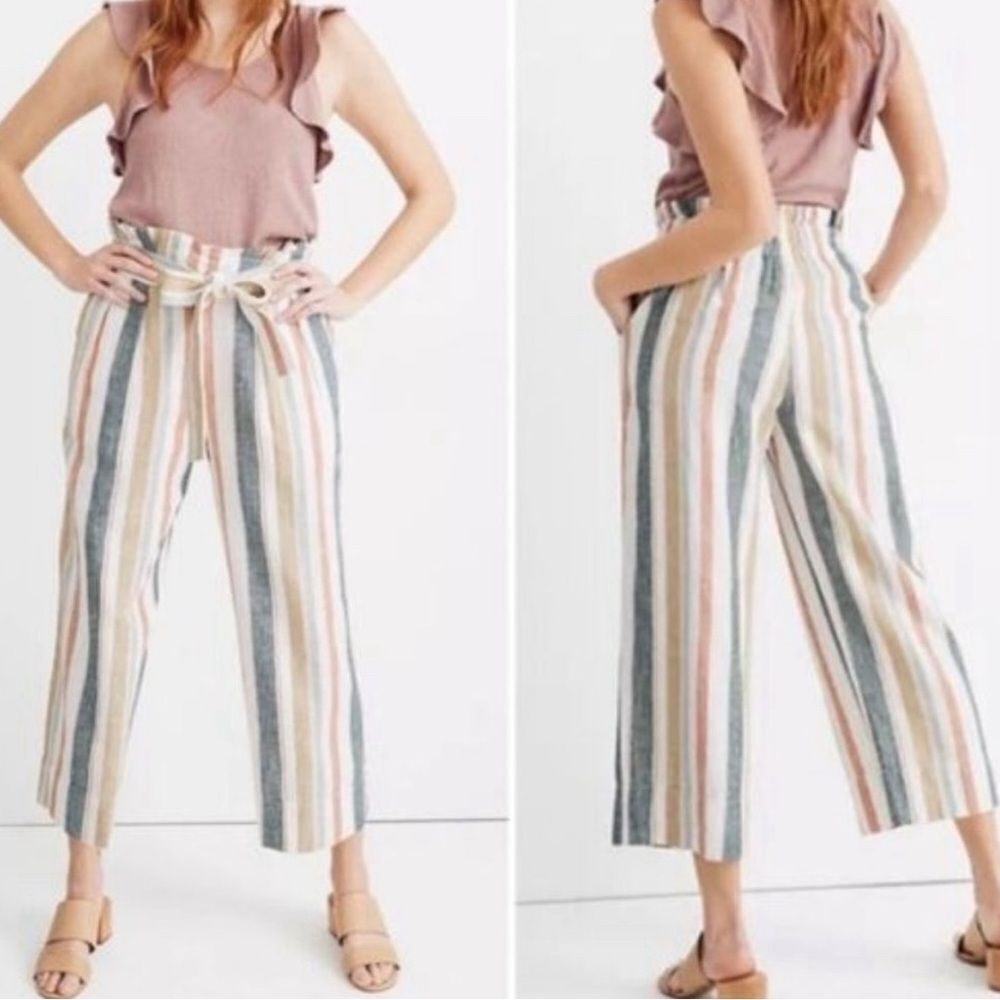 Madewell Linen Blend Wide Leg Crop Pants Size Small